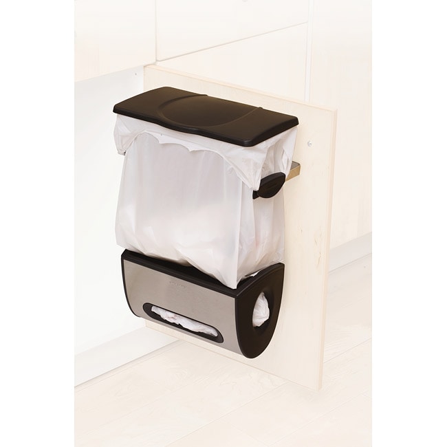 simplehuman cabinet-mount trash can and grocery bag holder