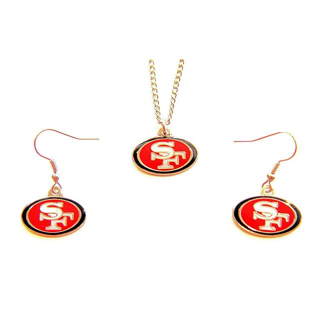   Francisco 49ers Necklace and Dangle Earring Charm Set  