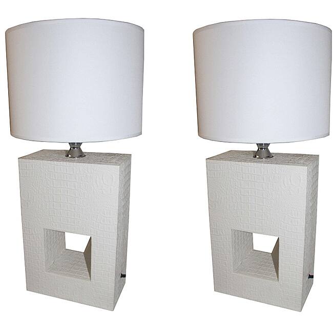 White Croc 28-inch Table Lamps (Set of 2)