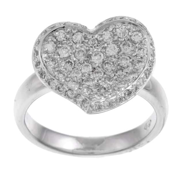 Kabella 18k White Gold 7/8ct TDW Diamond Heart Ring (H-I, SI1-SI2)