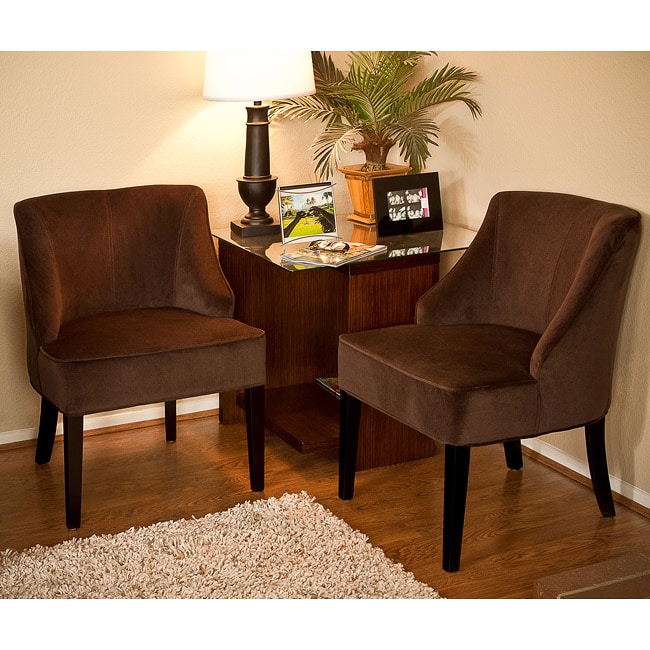 Louise Brown Microfiber Accent Chairs (Set of 2)