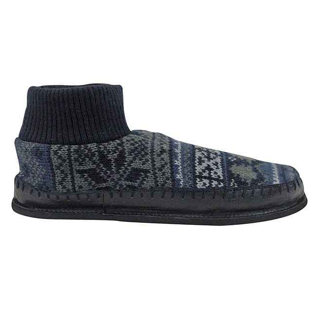 muk luks men's nordic knit bootie slipper socks
