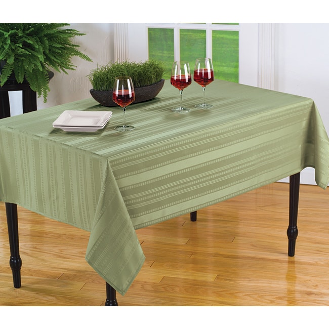 Divine Stripe Spillproof Sage Tablecloth (60 x 104)