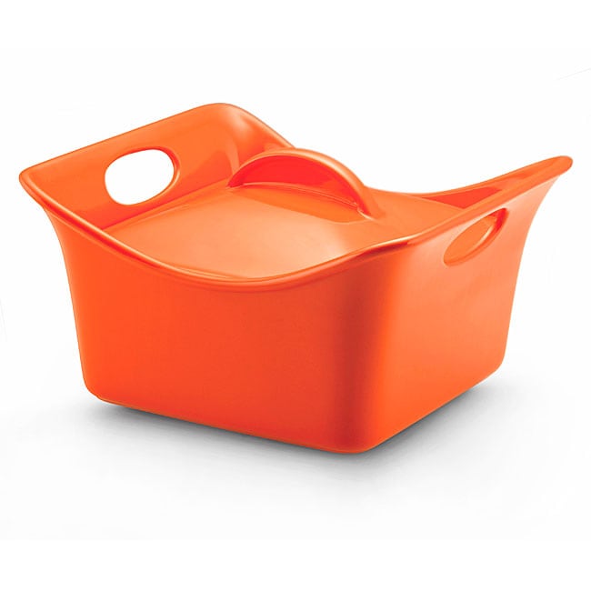 Rachael Ray Orange Stoneware 3.5 quart Covered Square Casserole Dish 