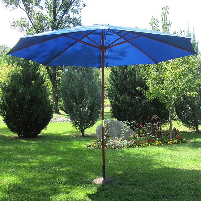 Shop Pacific Blue Wood 13 Ft Patio Outdoor Umbrella Overstock 6196468