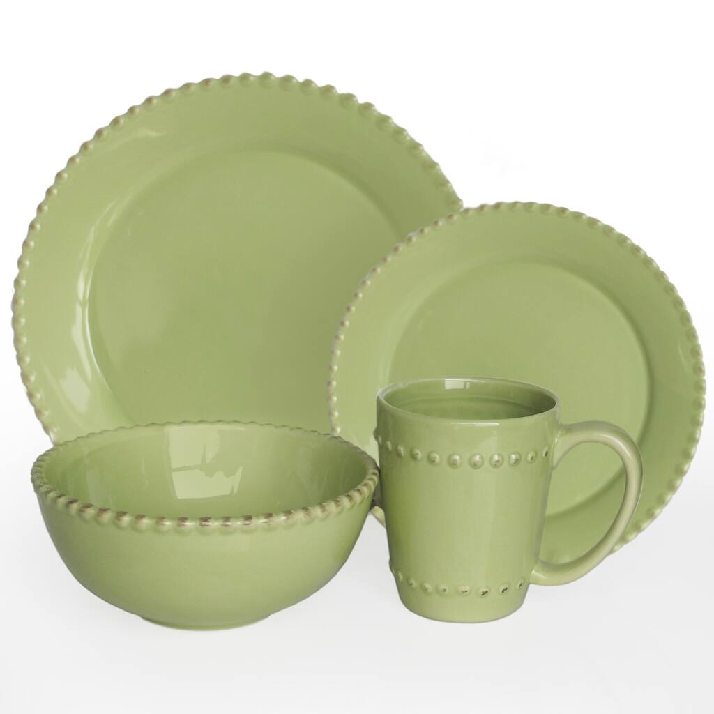 American Atelier Bianca Beaded Verde 16-pc Dinnerware Set
