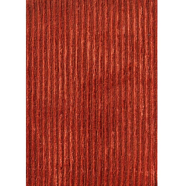 Hand knotted Red Wool Blend Rug (5 X 8)