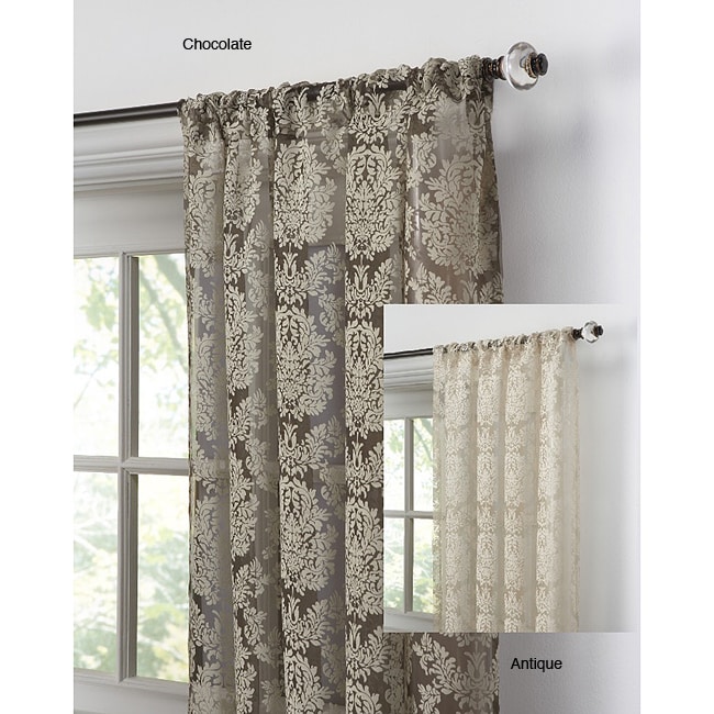 Damask Lace Pole Top 108 inch Curtain Panel Pair  