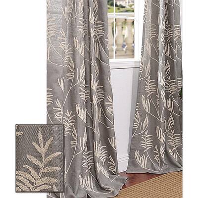 Exclusive Fabrics Fern Slate Crewel Embroidered Faux Linen 108-inch Curtain Panel