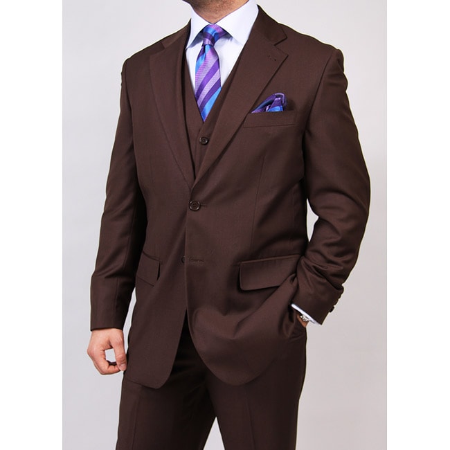 Ferrecci's Men's Brown 2-button Vested Suit - 13852457 - Overstock.com ...