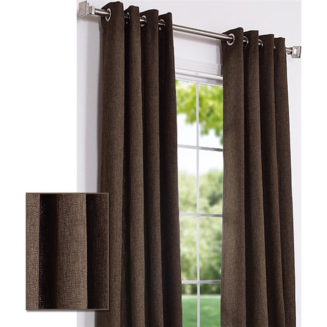 Coffee Cotton Linen 108 inch Grommet Curtain Panel