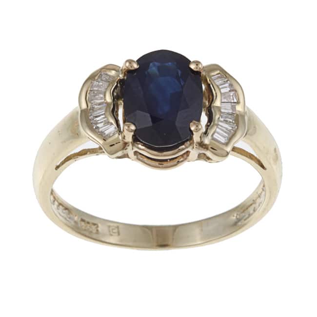 Kabella 14k Yellow Gold Sapphire and 1/5ct TDW Diamond Ring (I-J, SI2)