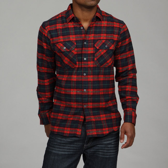 Report Collection Mens Red Plaid Flannel Shirt Price $19.99