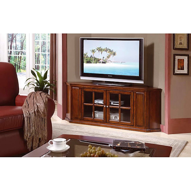 Oak Solid Wood and Veneer 62-inch Corner TV Stand - Free ...