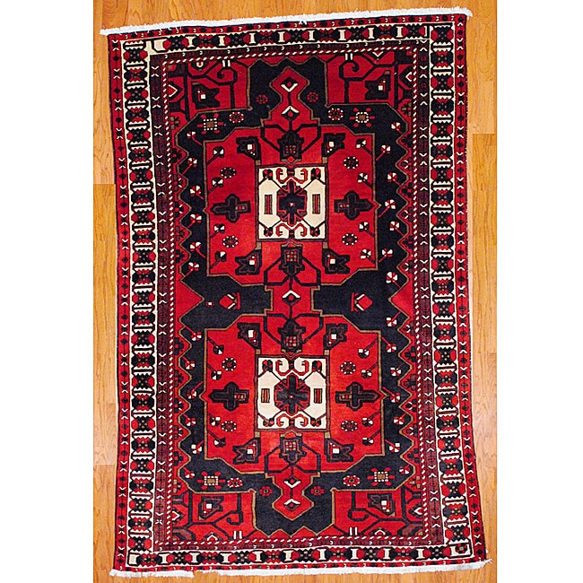 Persian Hand Knotted Hamadan Red and Ivory Wool Rug (6'5 x 10'1) 5x8   6x9 Rugs