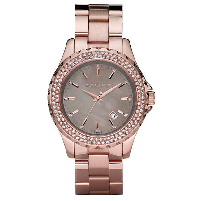 Michael Kors Women's Glitz Rose Goldtone Watch - 13875528 - Overstock ...