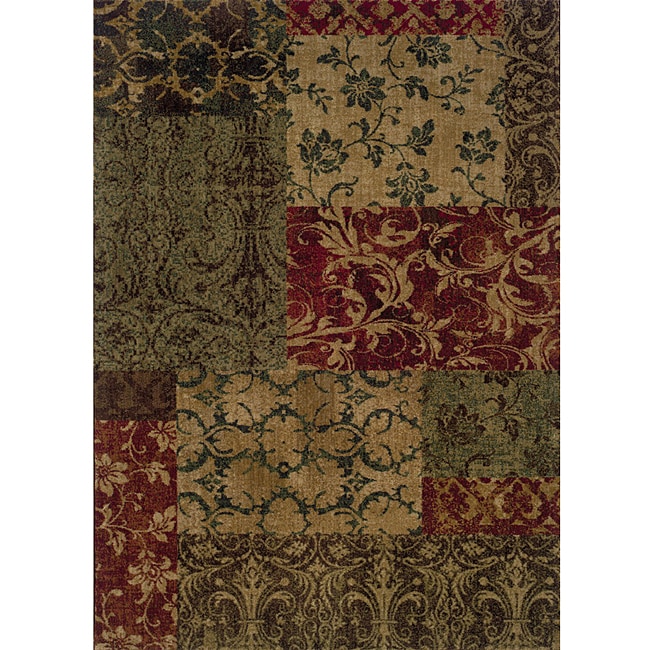 Ellington Green/red Transitional Area Rug (78 X 1010)