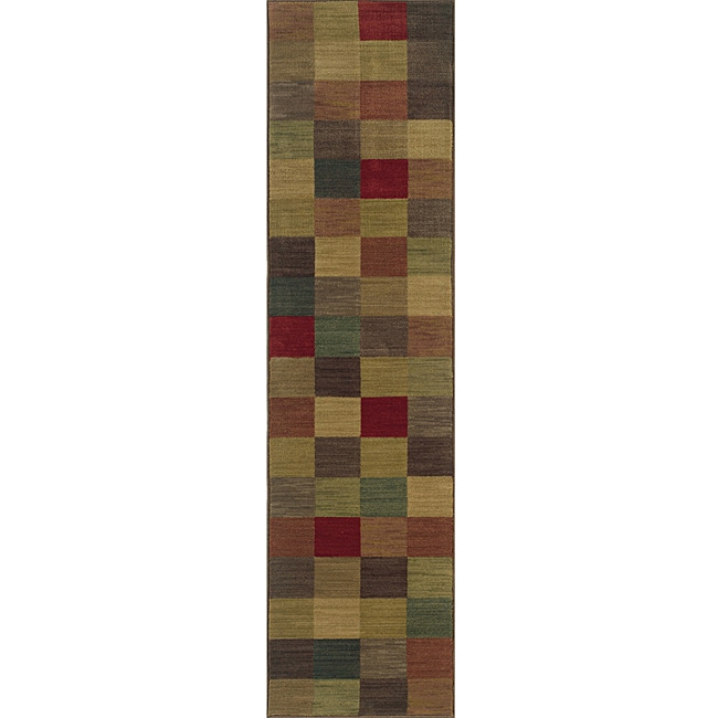 Ellington Brown/Red Transitional Area Runner Rug (111 x 76