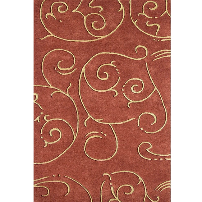 Alliyah Handmade Rust New Zealand Blend Wool Rug - 8' x 10'