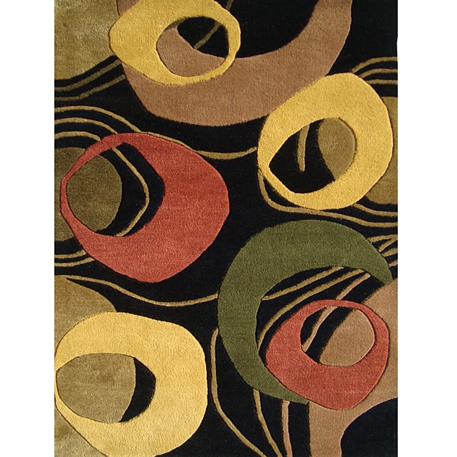 Alliyah Handmade Black New Zealand Blend Wool Rug - 8' x 10'