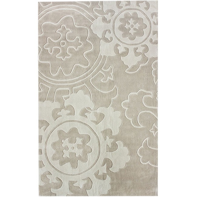 Handmade Alexa Pino Suzani Ivory Rug (5 x 8)  