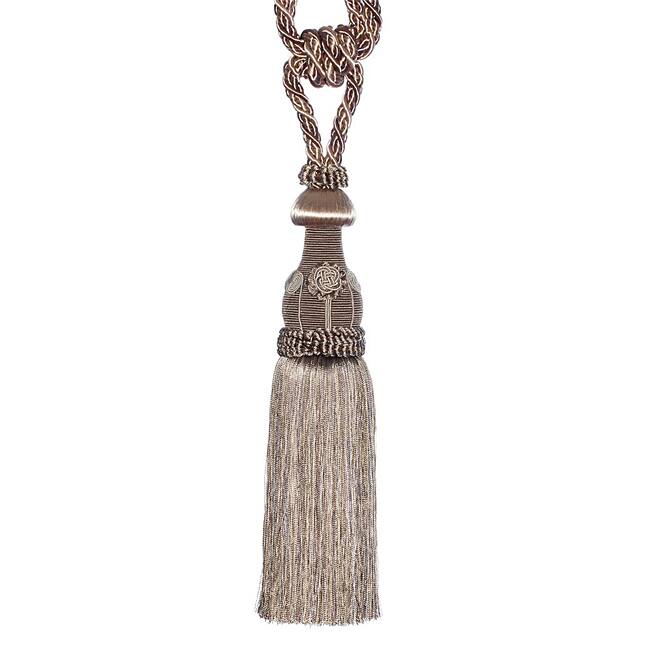 Exclusive Fabrics Taupe/ Cream Designer Tassel Tiebacks (Set of 2)