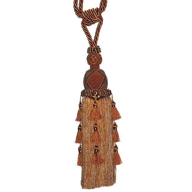 Exclusive Fabrics Rust/ Gold Designer Tassel Tiebacks (Set of 2)