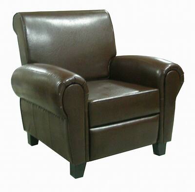Espresso Leather Accent Recliner Club Chair
