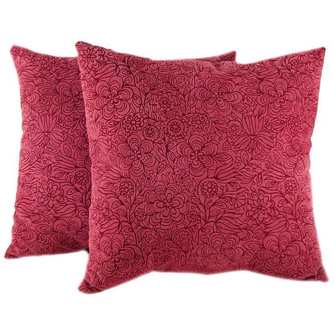 Pink Flowers Throw Pillows (Set of 2)