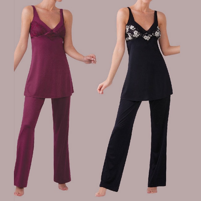 Illusion Womens Elegant Tunic Pajama Set  