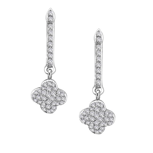 14k White Gold 1/3ct TDW Diamond Clover Earrings