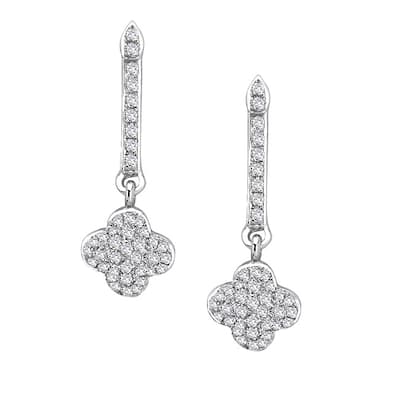 14k White Gold 1/3ct TDW Diamond Clover Earrings