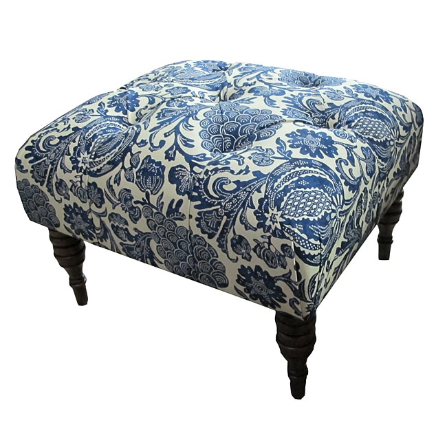 Batik Ink Tufted Ottoman  