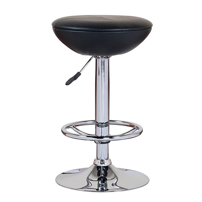 Black Quarter Stitched Adjustable Swivel Stool