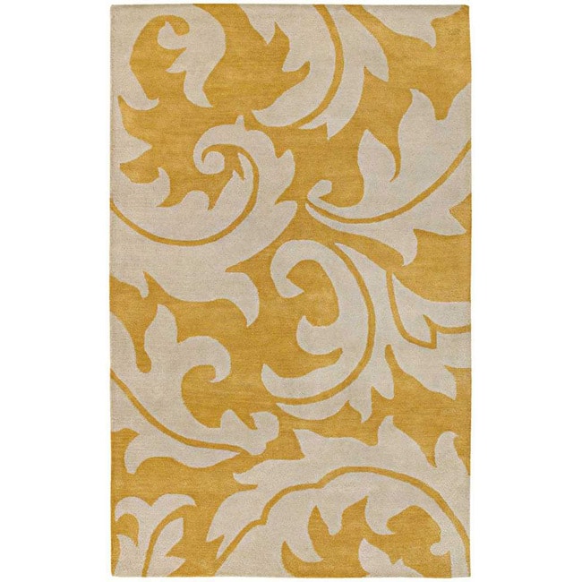 Hand tufted Yellow Wool Rug (5 X 8)