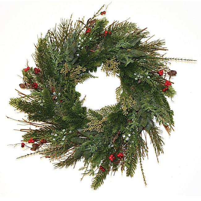 Good Tidings Mixed Cedar & Pine Wreath - Free Shipping On Orders Over ...