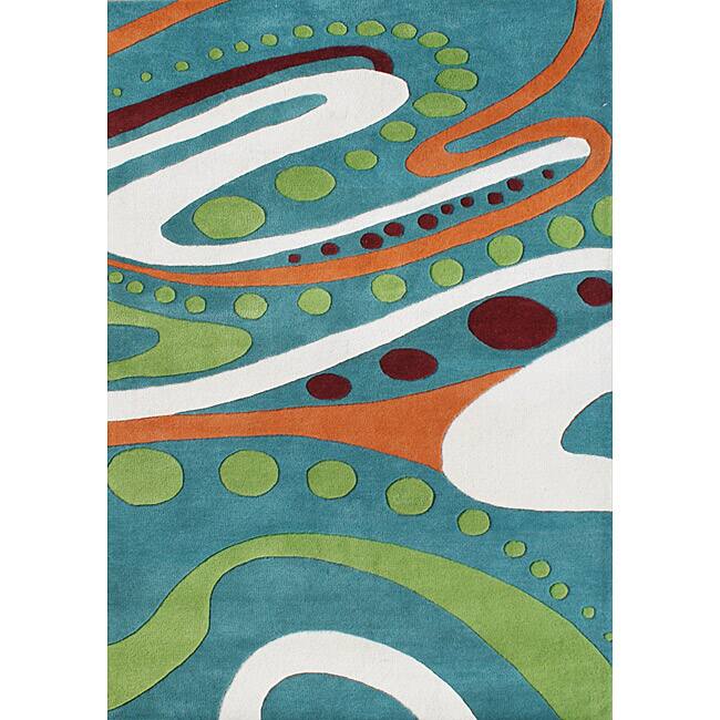 Hand-tufted Aqua Wool Rug (8' x 10') - 8' x 10'