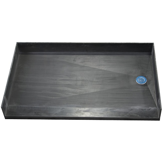 Tile Ready Shower Pan 38 X 60 Right Barrier Free Pvc Drain (BlackMaterials Molded Polyurethane with ribs underneath for extra strengthNumber of pieces One (1)Dimensions 38 inches long x 60 inches wide x 7 inches deep No assembly required )