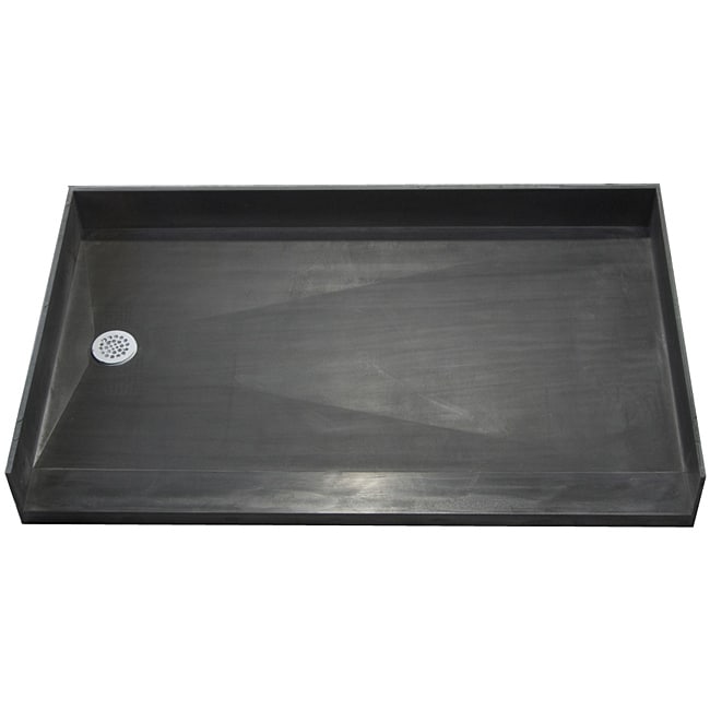 Tile Ready Shower Pan 38 X 60 Left Barrier Free Pvc Drain (BlackMaterials Molded Polyurethane with ribs underneath for extra strengthNumber of pieces One (1)Dimensions 38 inches long x 60 inches wide x 7 inches deep No assembly required )