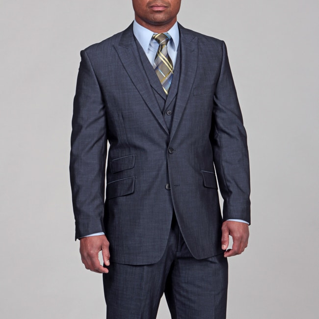 Vincenzi Mens Charcoal Grey 3 piece Suit  