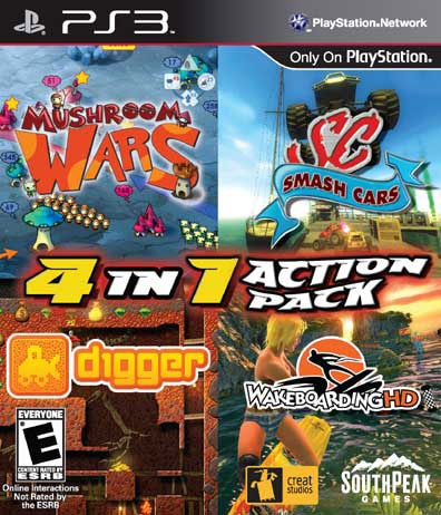 PS3   4 In 1 Action Pack (Mushroom Wars/Digger/Smash Cars/Wakeboard)