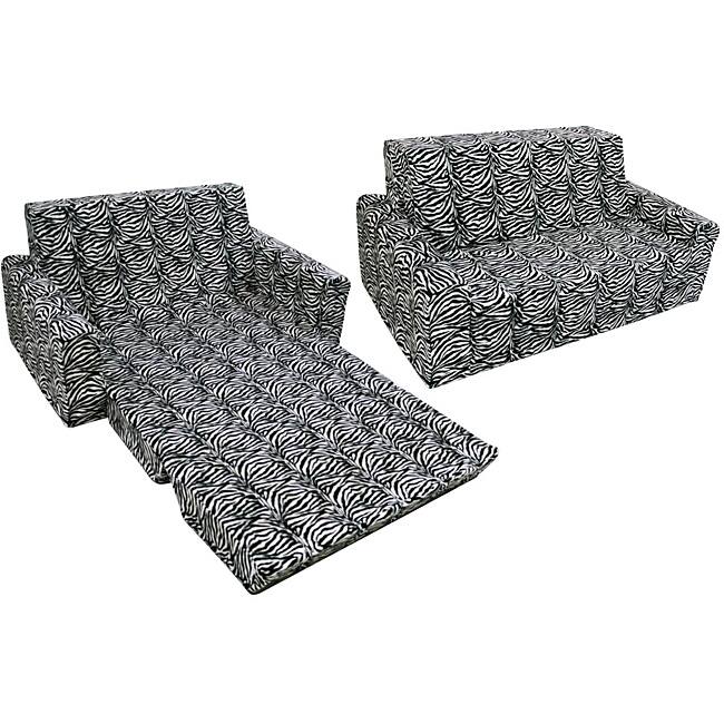 Magical Harmony Kids Minky Zebra Flip Sofa