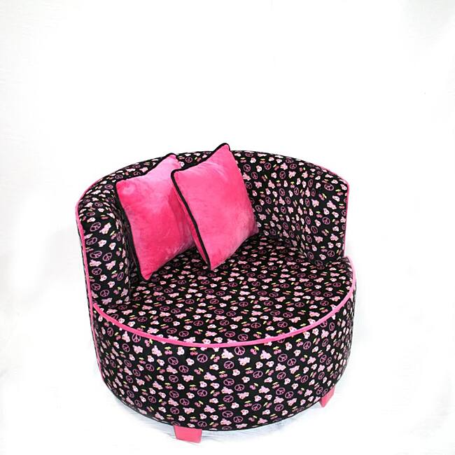 Magical Harmony Kids Minky Black Skull Redondo Chair