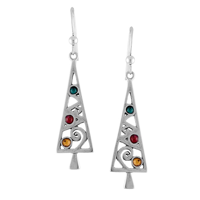 Silvermoon Sterling Silver Crystal Christmas Tree Earrings - 13923340 ...