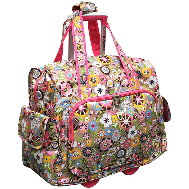 Olympia Pink Tulip Rolling Fashion Carry on Tote