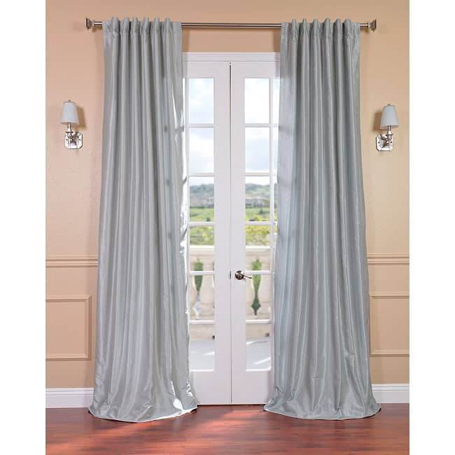 Exclusive Fabrics Sea Glass Faux Textured Dupioni Silk 84-inch Curtain Panel (1 Panel) - 50 X 84