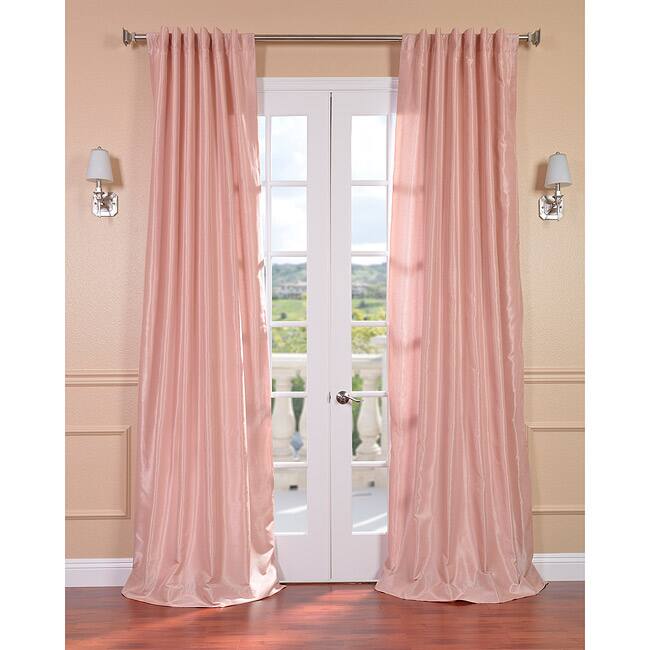 Exclusive Fabrics Blush Rose Vintage Faux Textured Dupioni Silk 96-inch Curtain Panel (1 Panel) - 50 X 96
