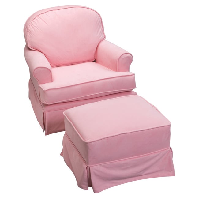 The Rockabye Glider Co Round Back Pink Microfiber Glider Today $885