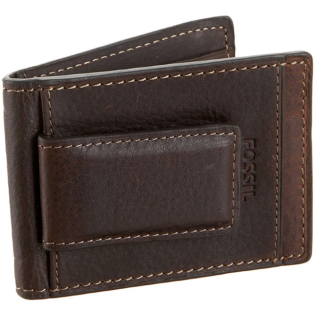 Fossil Men&#39;s &#39;Bolton&#39; Bi-fold Brown Leather Money Clip Wallet - Free Shipping On Orders Over $45 ...