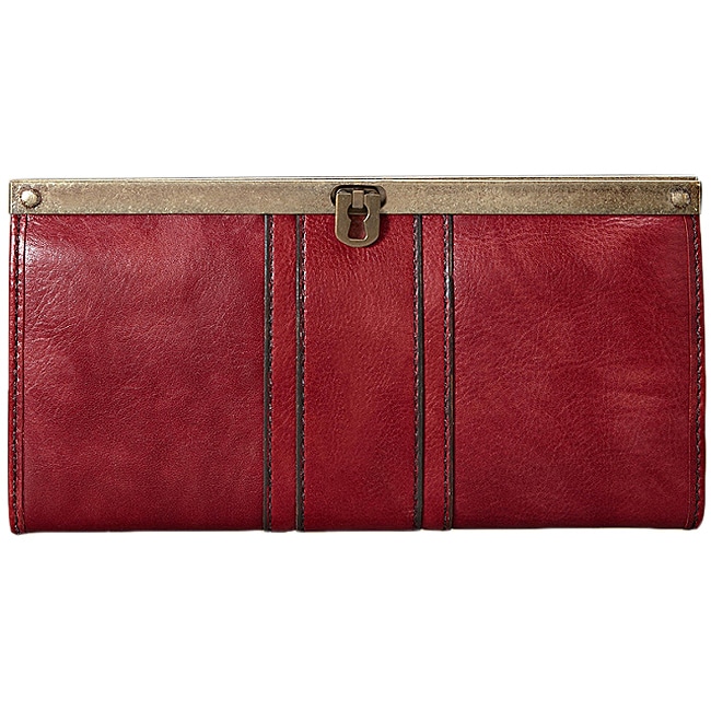 fossil leather clutch wallet